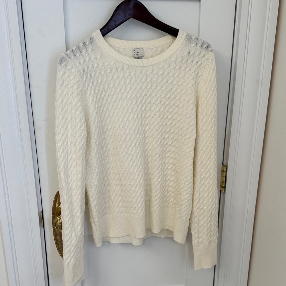 a new day Women's Ivory Cable Knit Sweater